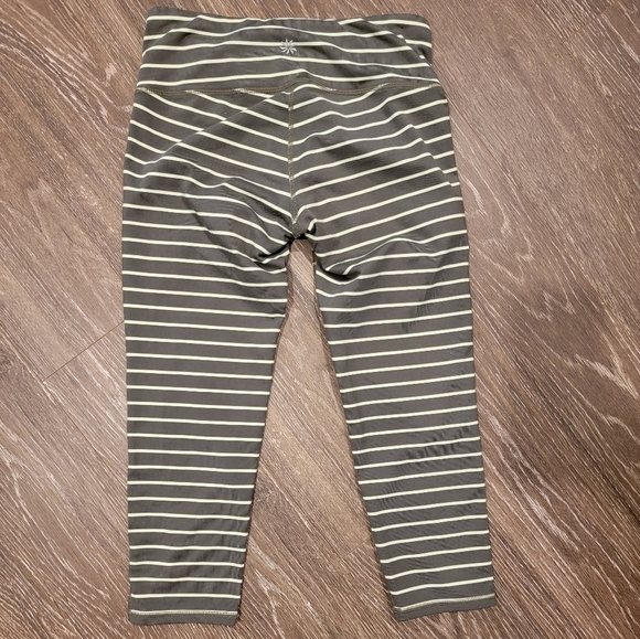 Athleta Olive and Neon Green striped Activewear leggings size XS - Picture 6 of 7